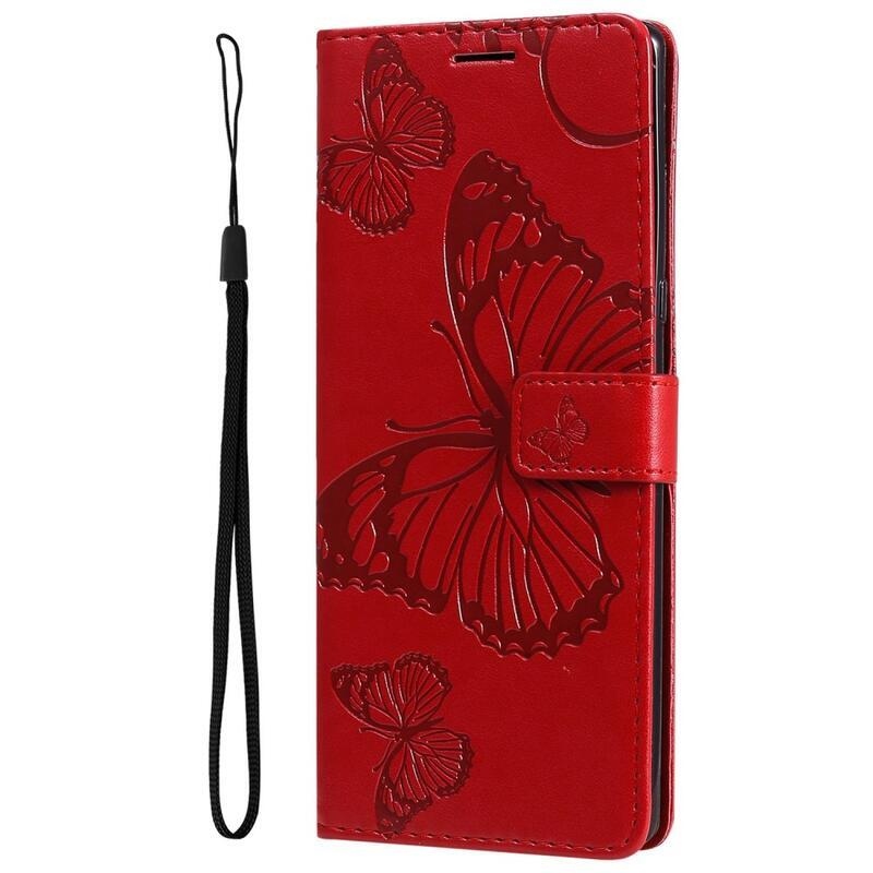 Big Butterfly knižkové puzdro na Xiaomi Redmi 10A - červené