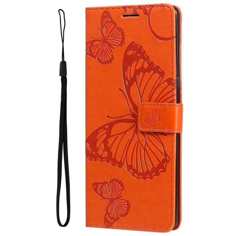 Big Butterfly knižkové púzdro na Xiaomi Redmi 10A - oranžové