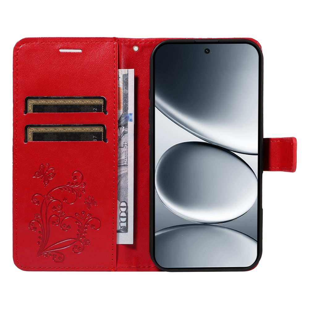 Big Butterfly knižkové púzdro na Xiaomi Redmi Note 15 Pro 5G - červené