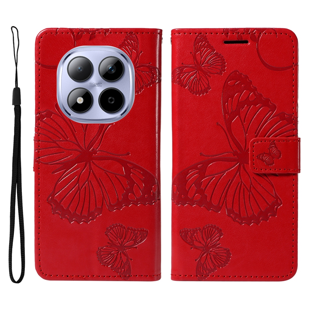 Big Butterfly knižkové púzdro na Xiaomi Redmi Note 15 Pro 5G - červené