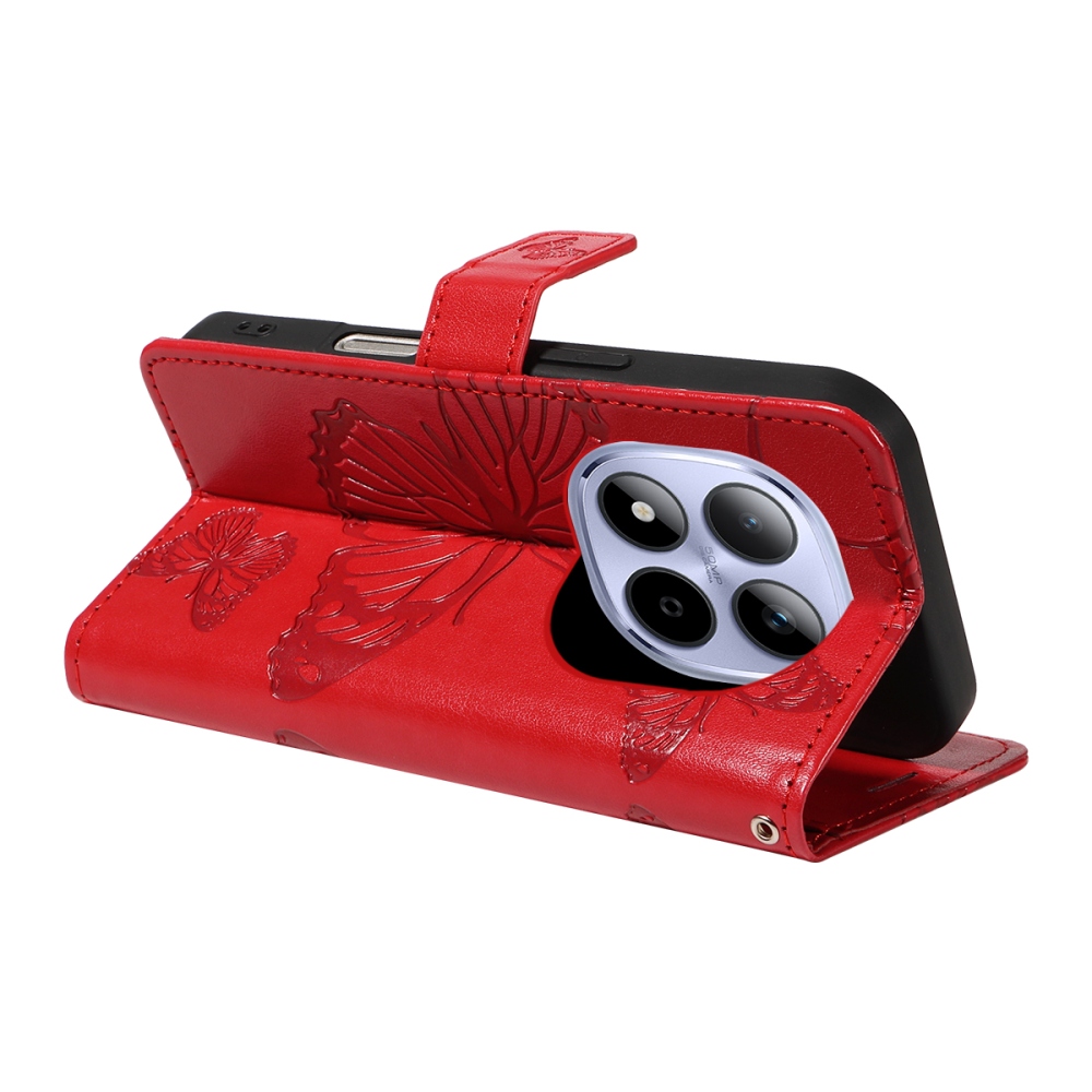 Big Butterfly knižkové púzdro na Xiaomi Redmi Note 15 Pro 5G - červené