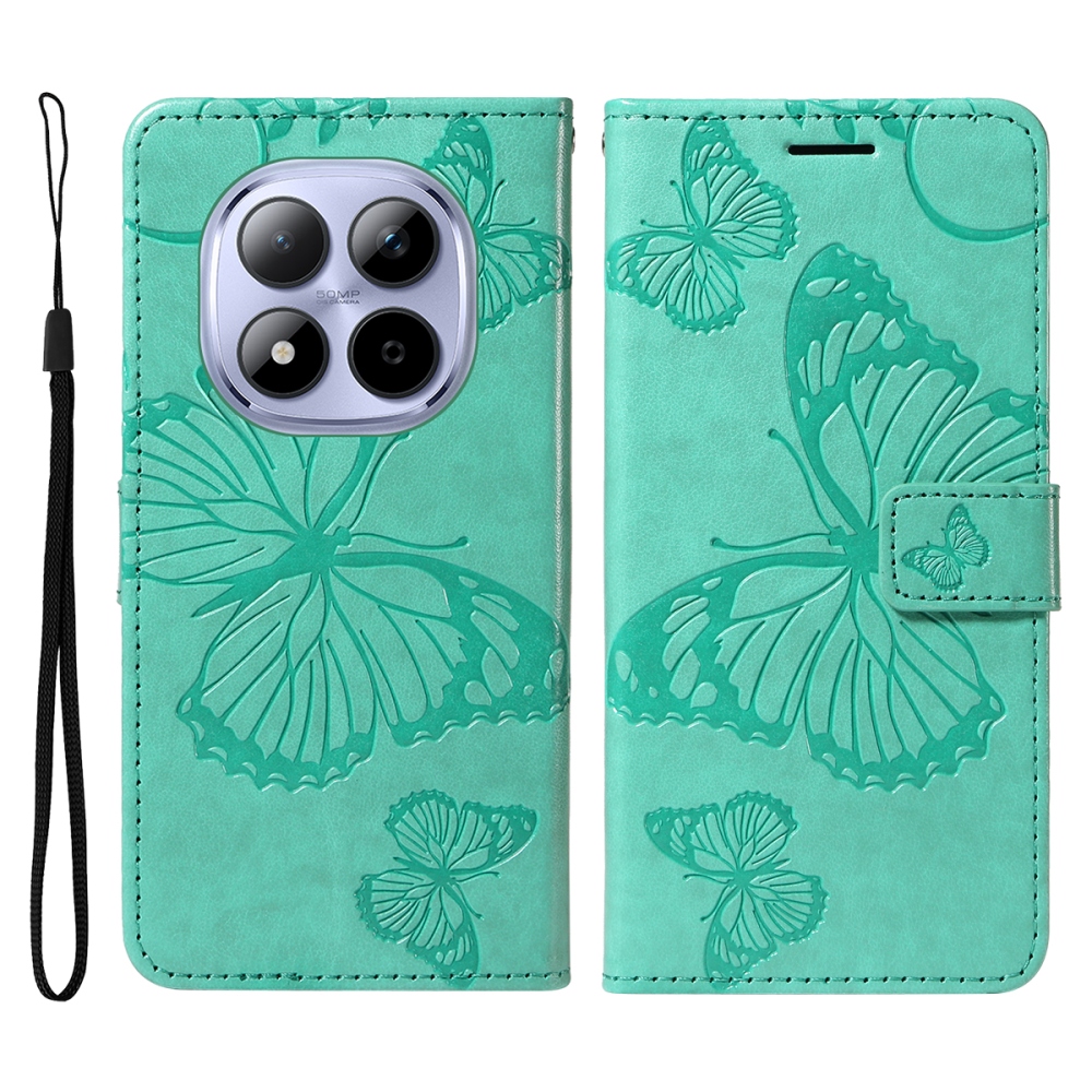 Big Butterfly knižkové puzdro na Xiaomi Redmi Note 15 Pro 5G - modrozelené