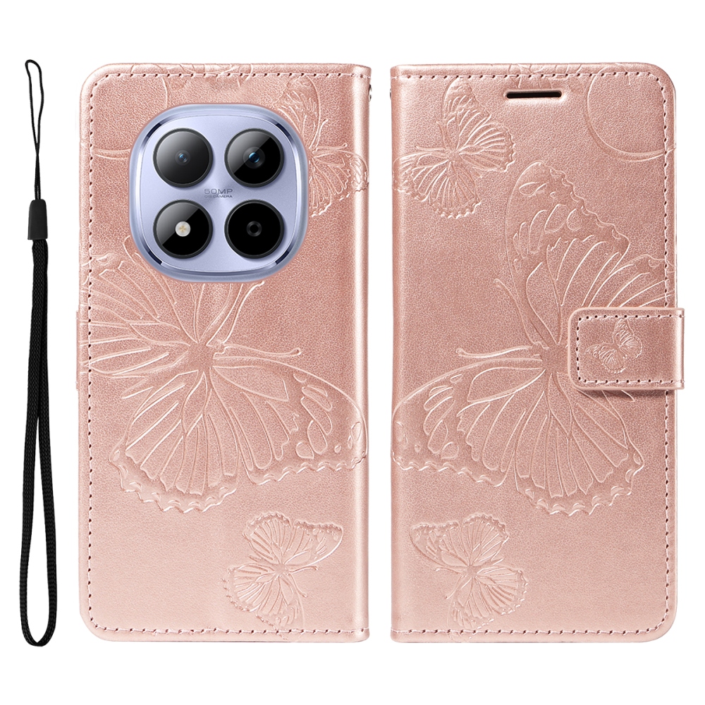 Big Butterfly knižkové púzdro na Xiaomi Redmi Note 15 Pro 5G - ružovozlaté