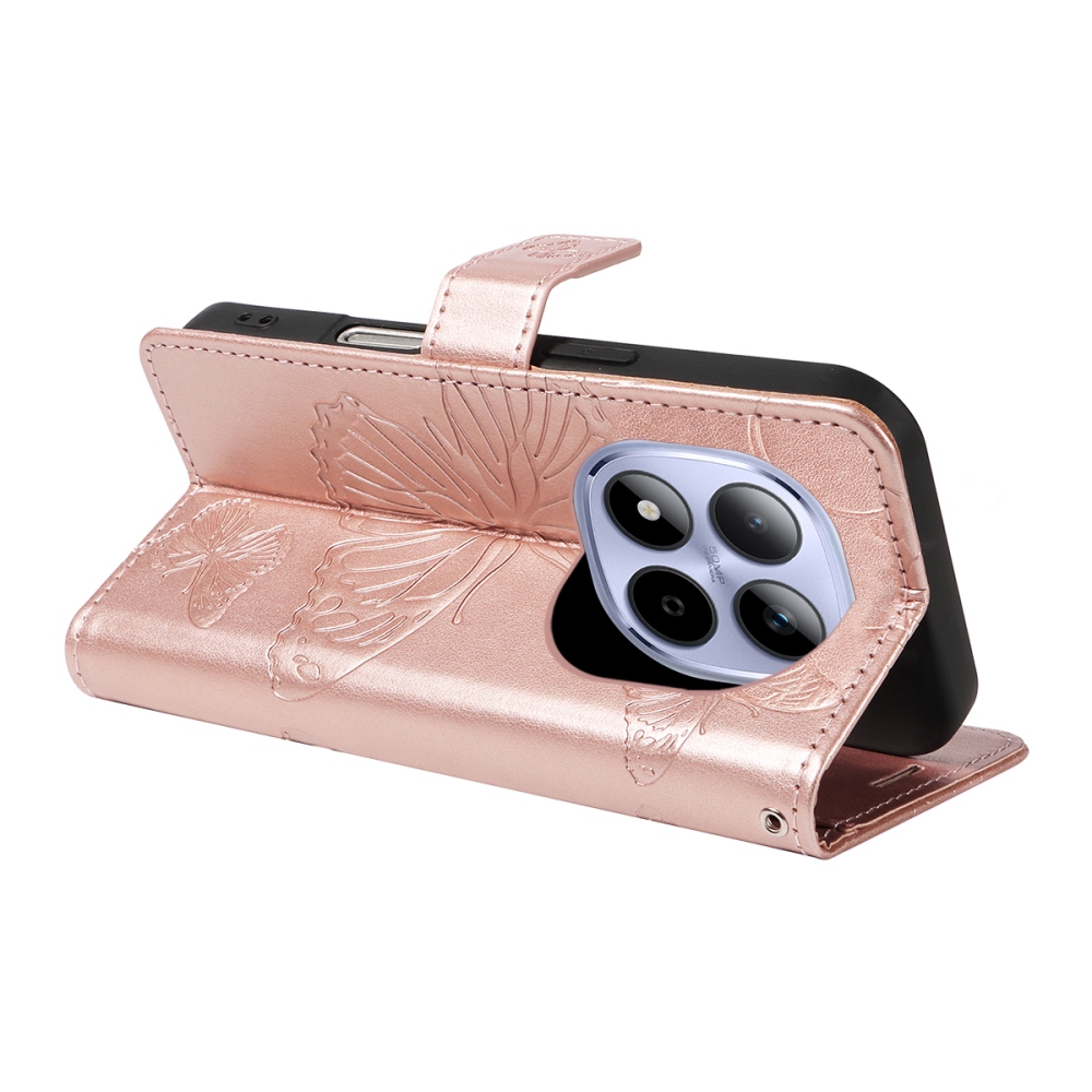 Big Butterfly knižkové púzdro na Xiaomi Redmi Note 15 Pro 5G - ružovozlaté