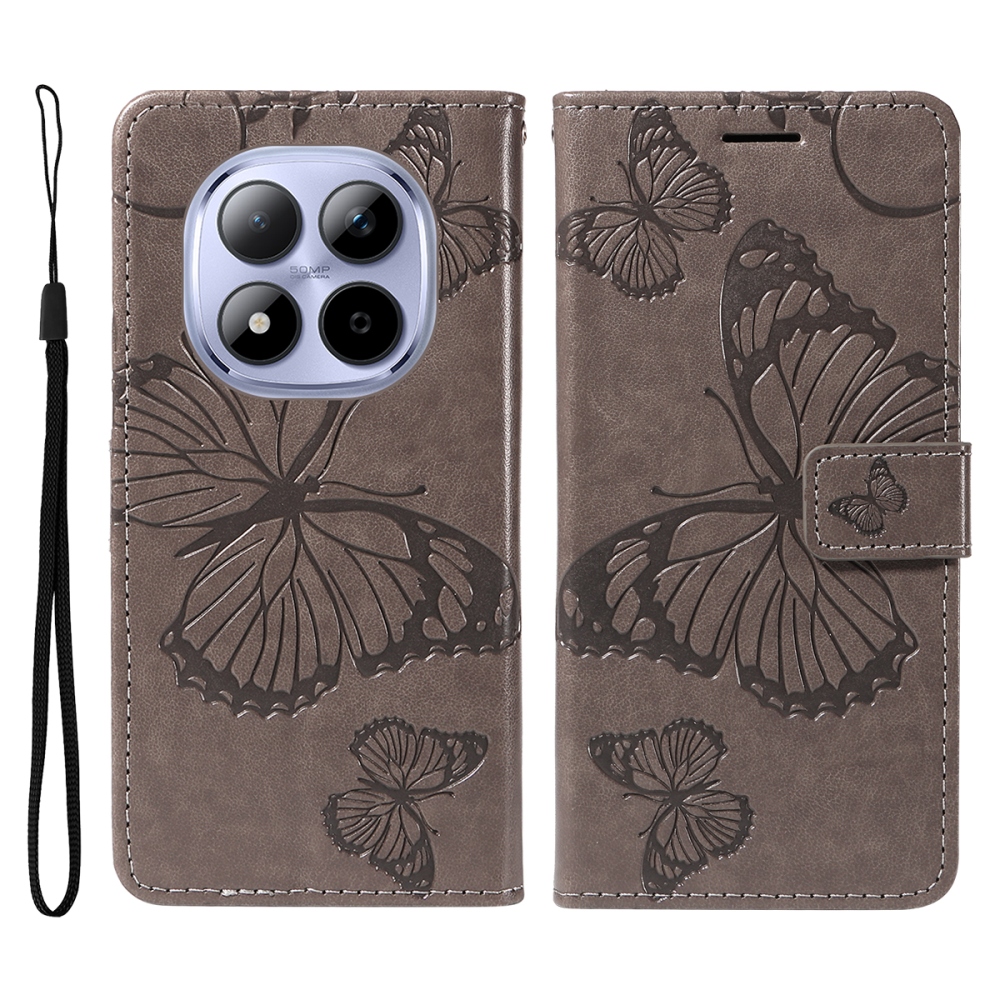 Big Butterfly knižkové puzdro na Xiaomi Redmi Note 15 Pro 5G - šedé