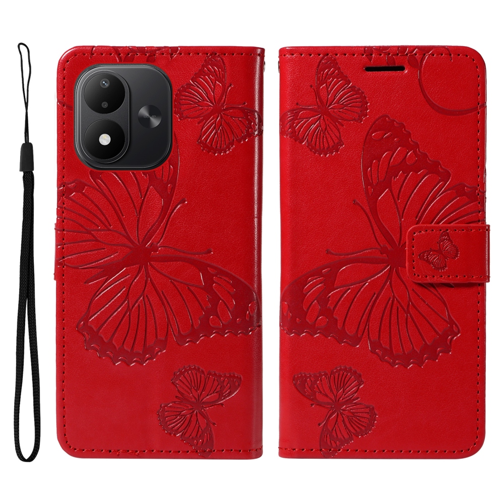 Big Butterfly knižkové púzdro na Xiaomi Redmi Note 17 4G/5G - červené