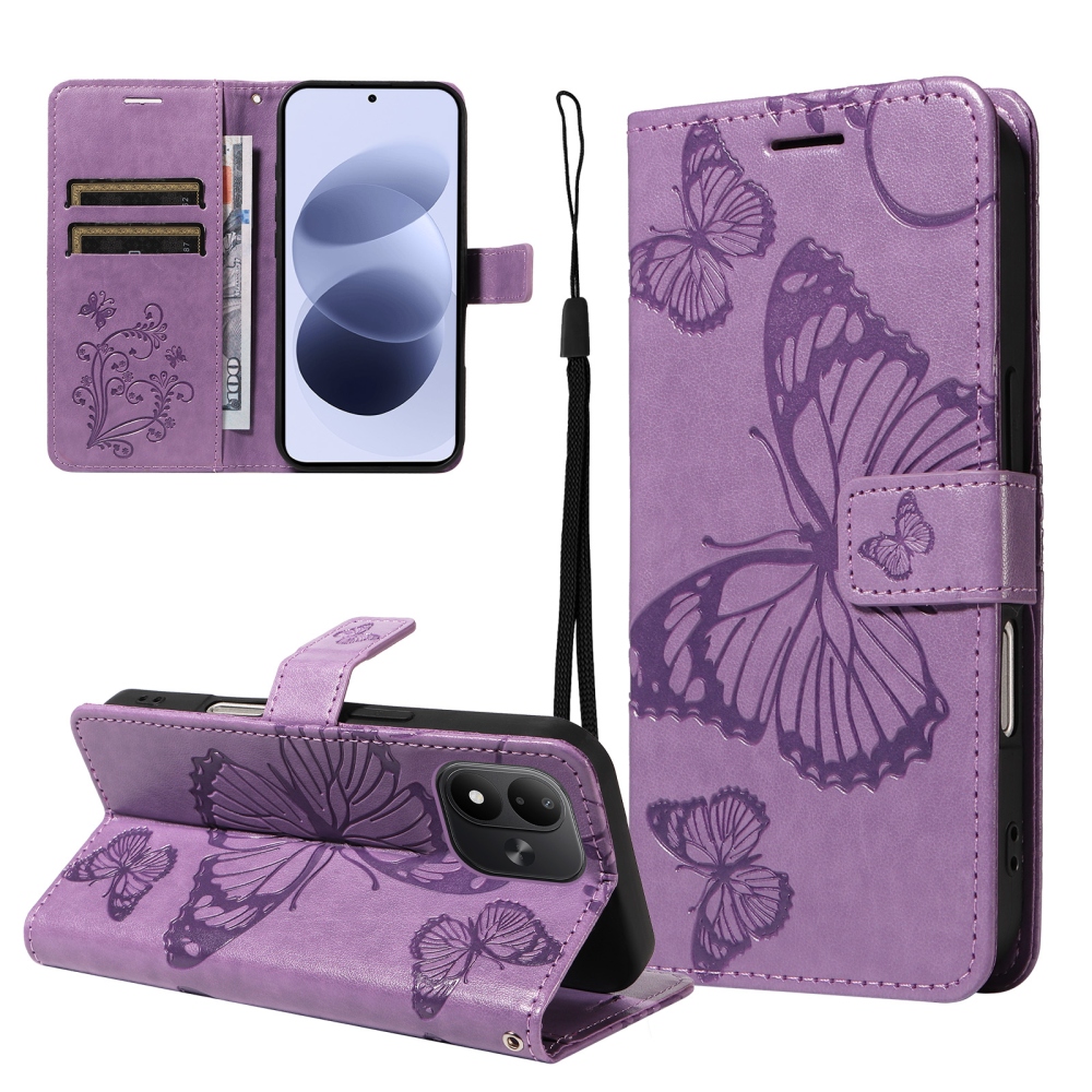 Big Butterfly knižkové púzdro na Xiaomi Redmi Note 17 4G/5G - fialové
