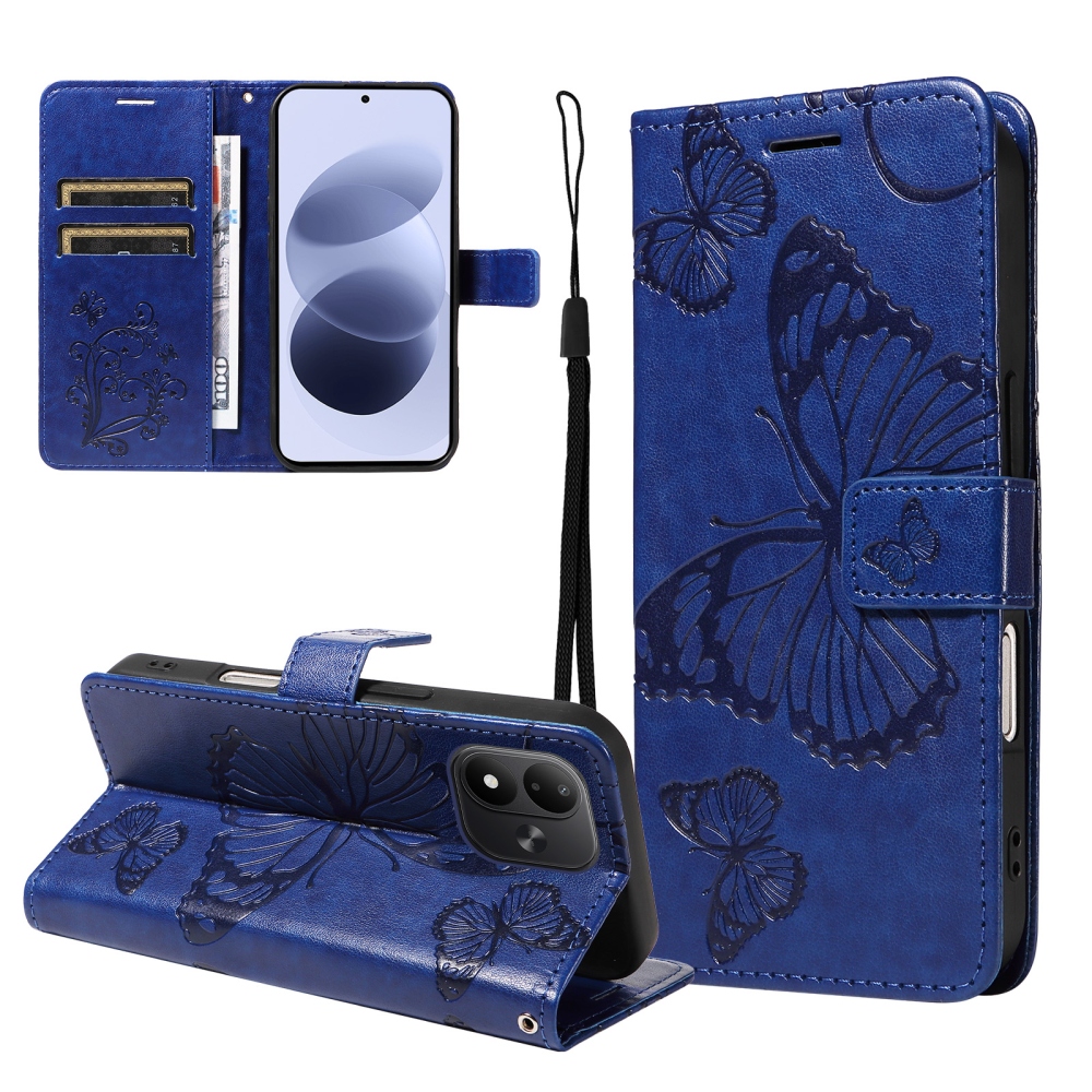 Big Butterfly knižkové púzdro na Xiaomi Redmi Note 17 4G/5G - modré