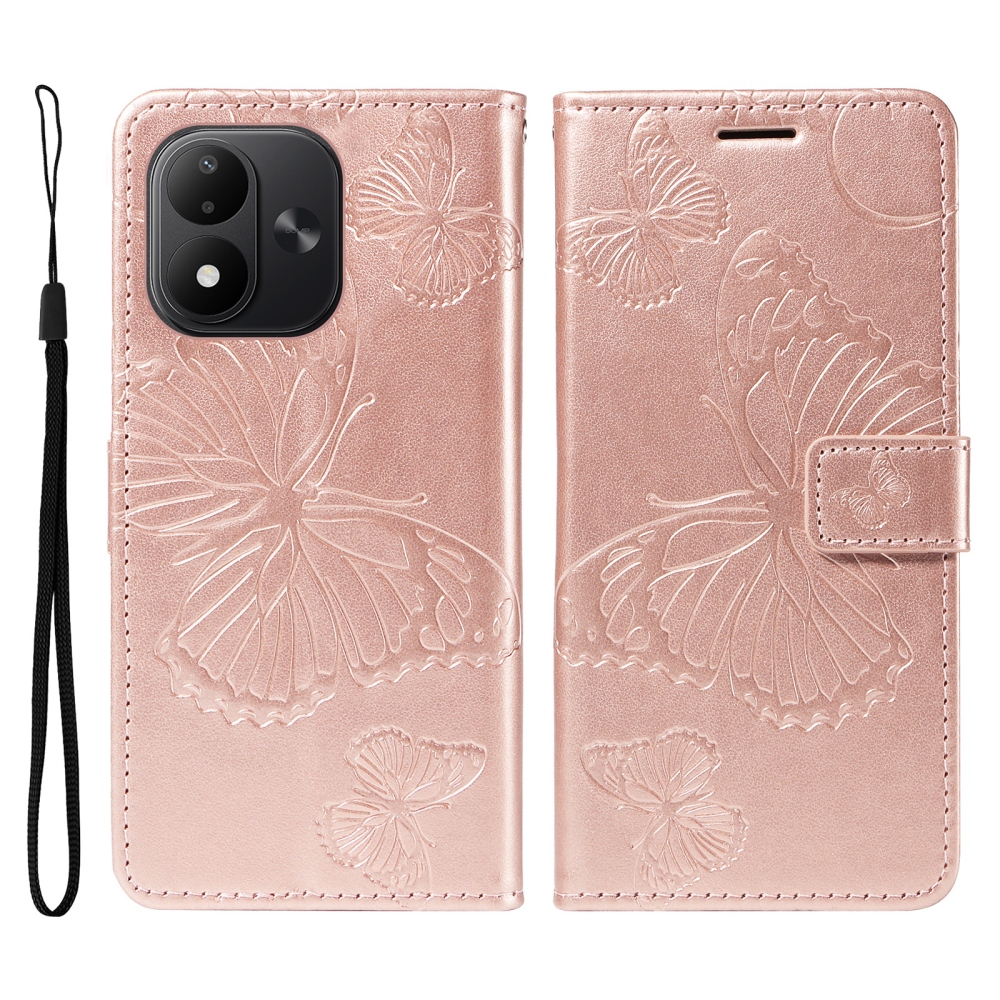 Big Butterfly knižkové púzdro na Xiaomi Redmi Note 17 4G/5G - ružovozlaté