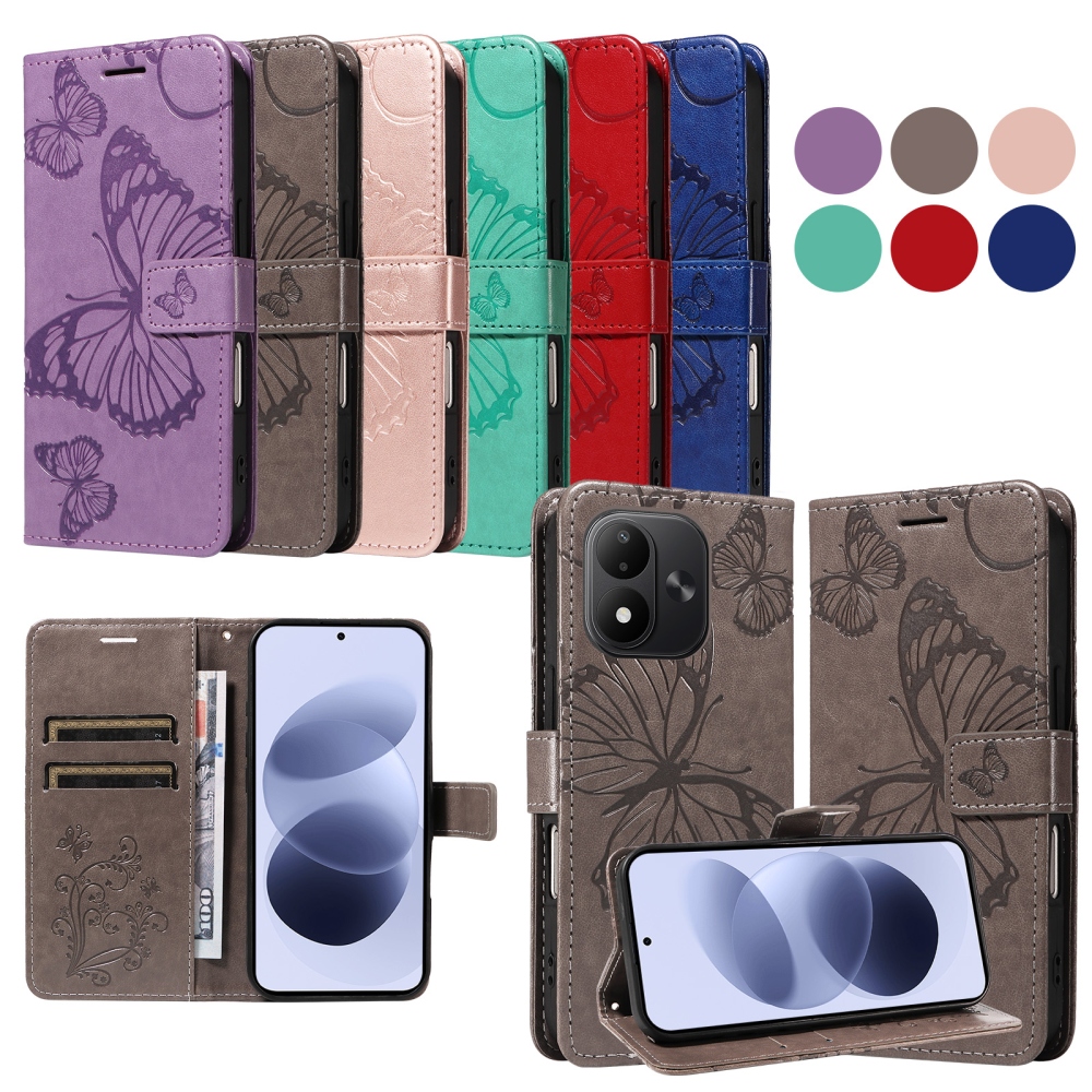 Big Butterfly knižkové púzdro na Xiaomi Redmi Note 17 4G/5G - šedé