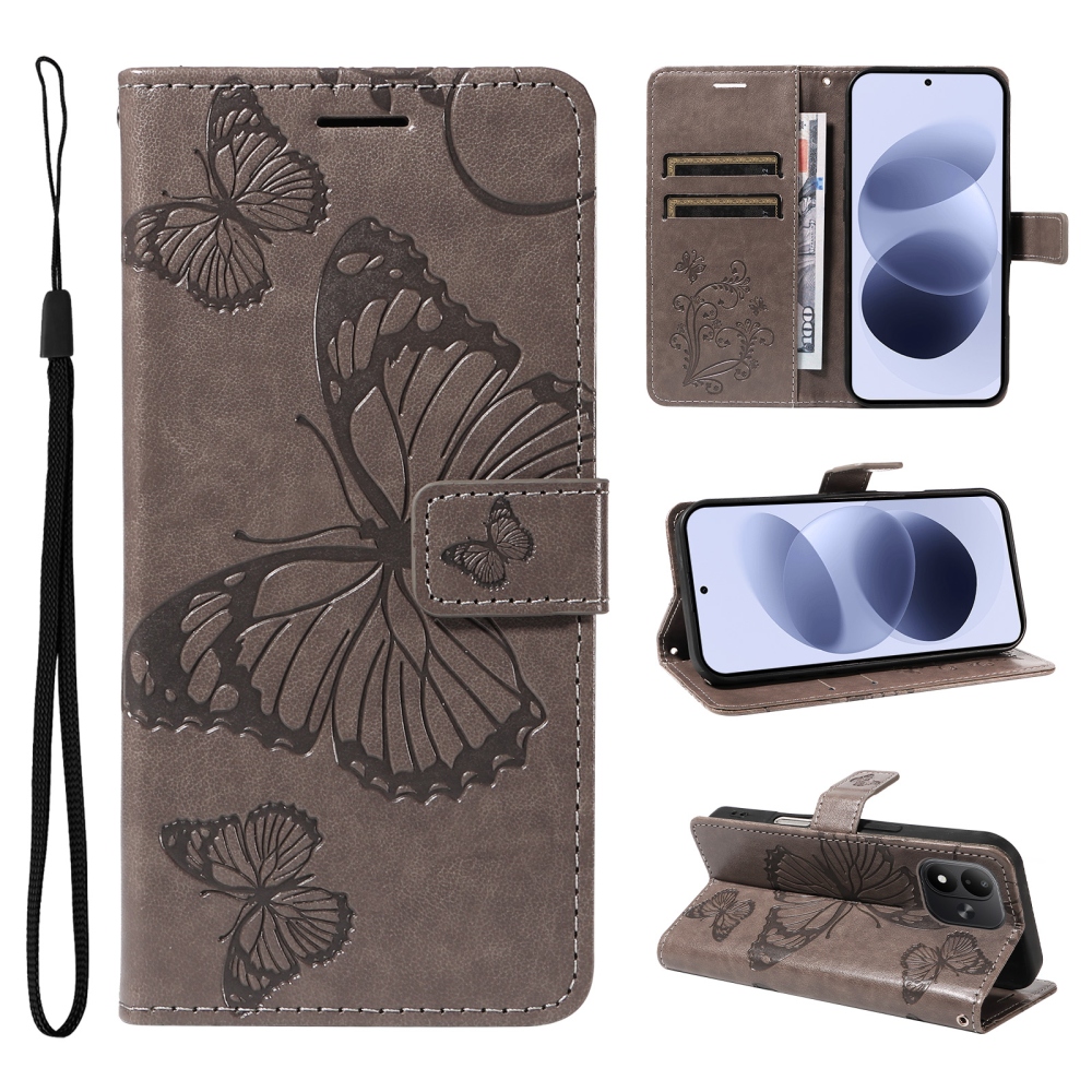 Big Butterfly knižkové púzdro na Xiaomi Redmi Note 17 4G/5G - šedé
