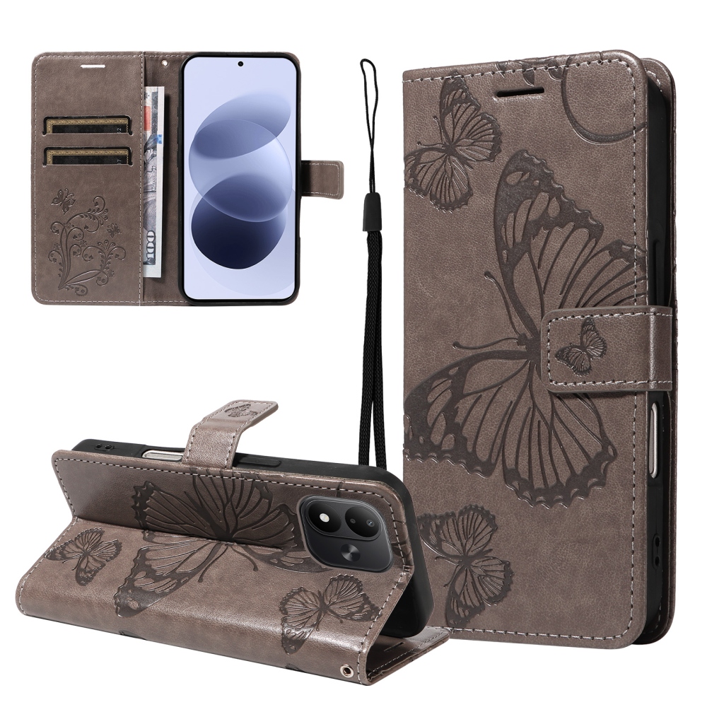 Big Butterfly knižkové púzdro na Xiaomi Redmi Note 17 4G/5G - šedé