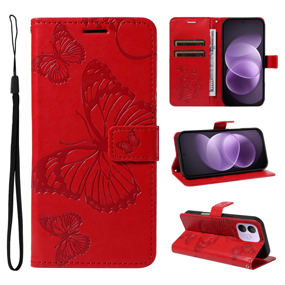 Big Butterfly knižkové púzdro na Xiaomi Redmi Note 17 Pro 5G - červené