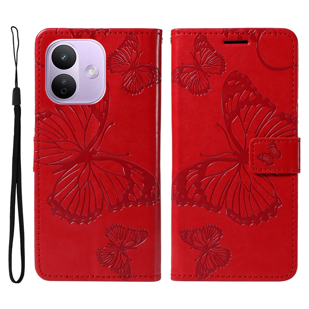 Big Butterfly knižkové púzdro na Xiaomi Redmi Note 17 Pro 5G - červené