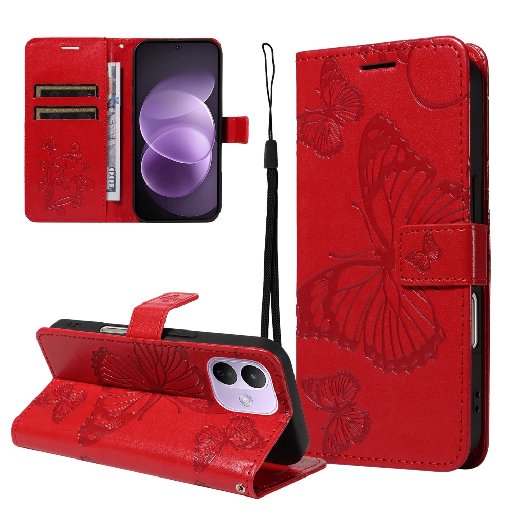 Big Butterfly knižkové púzdro na Xiaomi Redmi Note 17 Pro 5G - červené