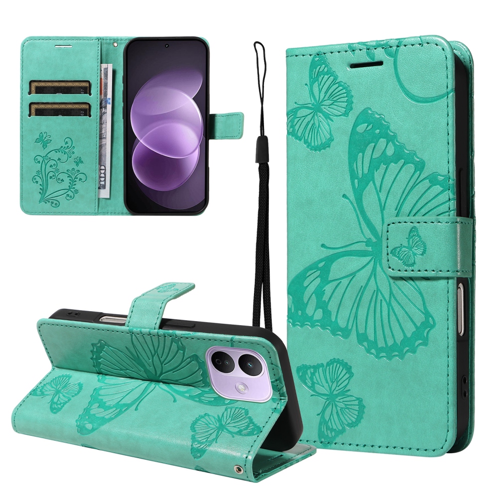 Big Butterfly knižkové puzdro na Xiaomi Redmi Note 17 Pro 5G - modrozelené