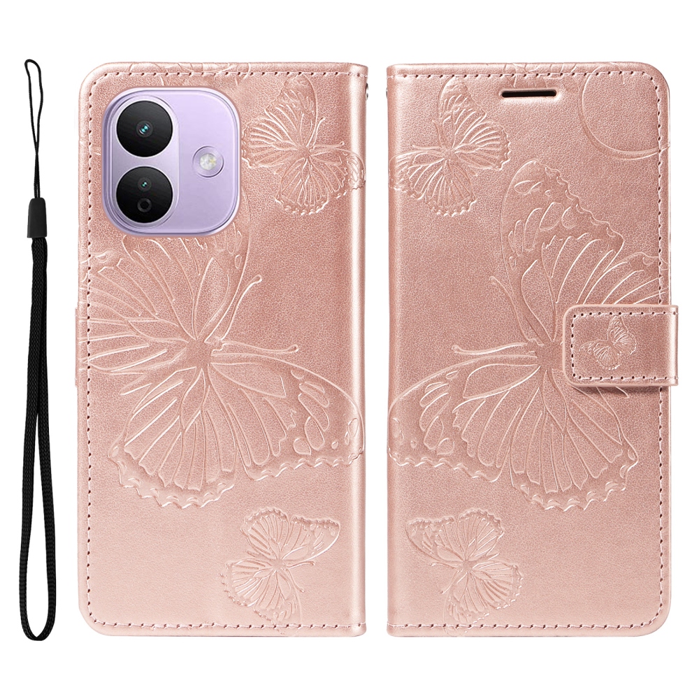 Big Butterfly knižkové puzdro na Xiaomi Redmi Note 17 Pro 5G - ružovozlaté