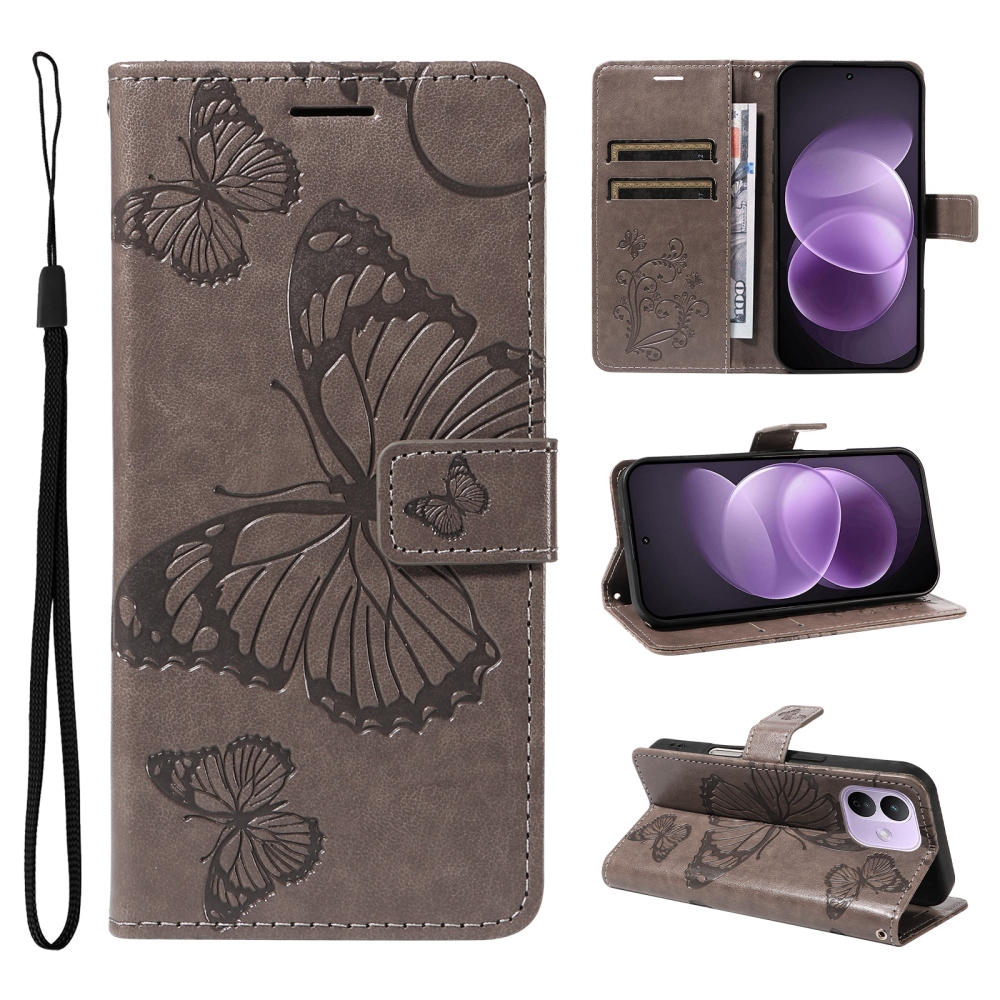 Big Butterfly knižkové púzdro na Xiaomi Redmi Note 17 Pro 5G - šedé