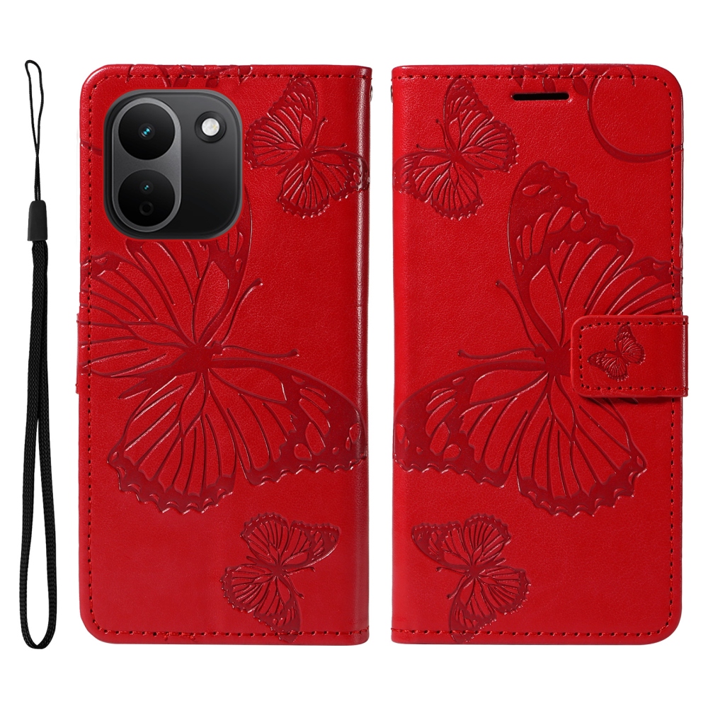 Big Butterfly knižkové púzdro na Xiaomi Redmi Note 17 Pro Max 5G - červené