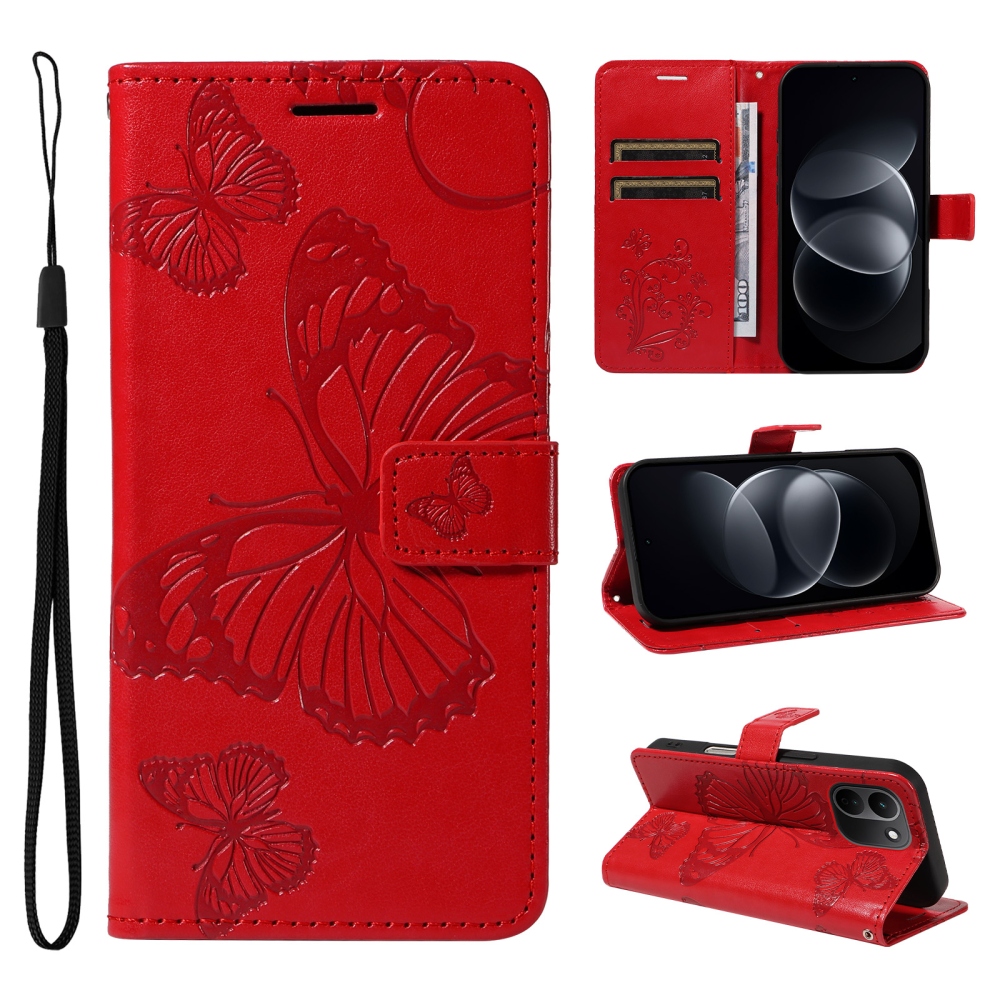 Big Butterfly knižkové púzdro na Xiaomi Redmi Note 17 Pro Max 5G - červené