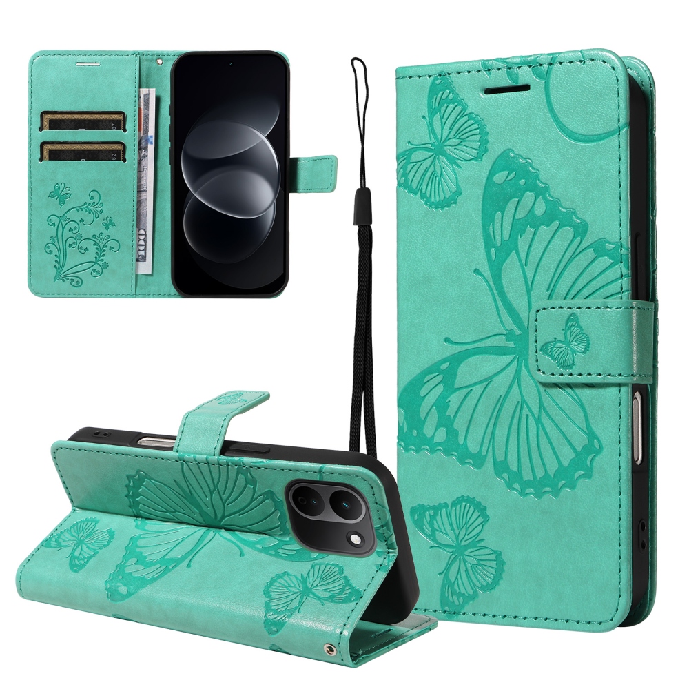 Big Butterfly knižkové puzdro na Xiaomi Redmi Note 17 Pro Max 5G - modrozelené