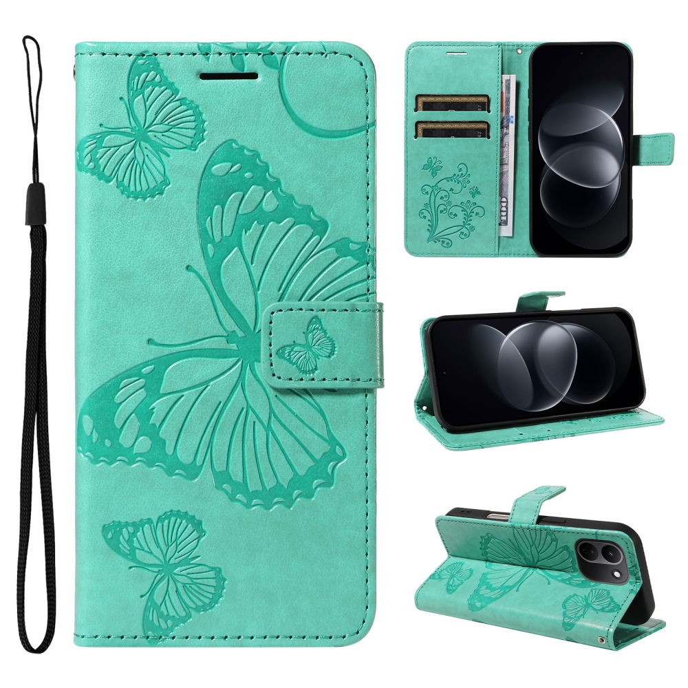 Big Butterfly knižkové puzdro na Xiaomi Redmi Note 17 Pro Max 5G - modrozelené