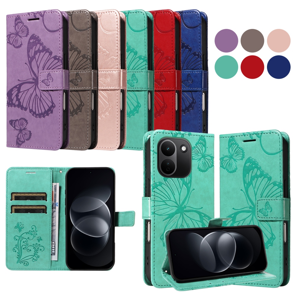 Big Butterfly knižkové puzdro na Xiaomi Redmi Note 17 Pro Max 5G - modrozelené
