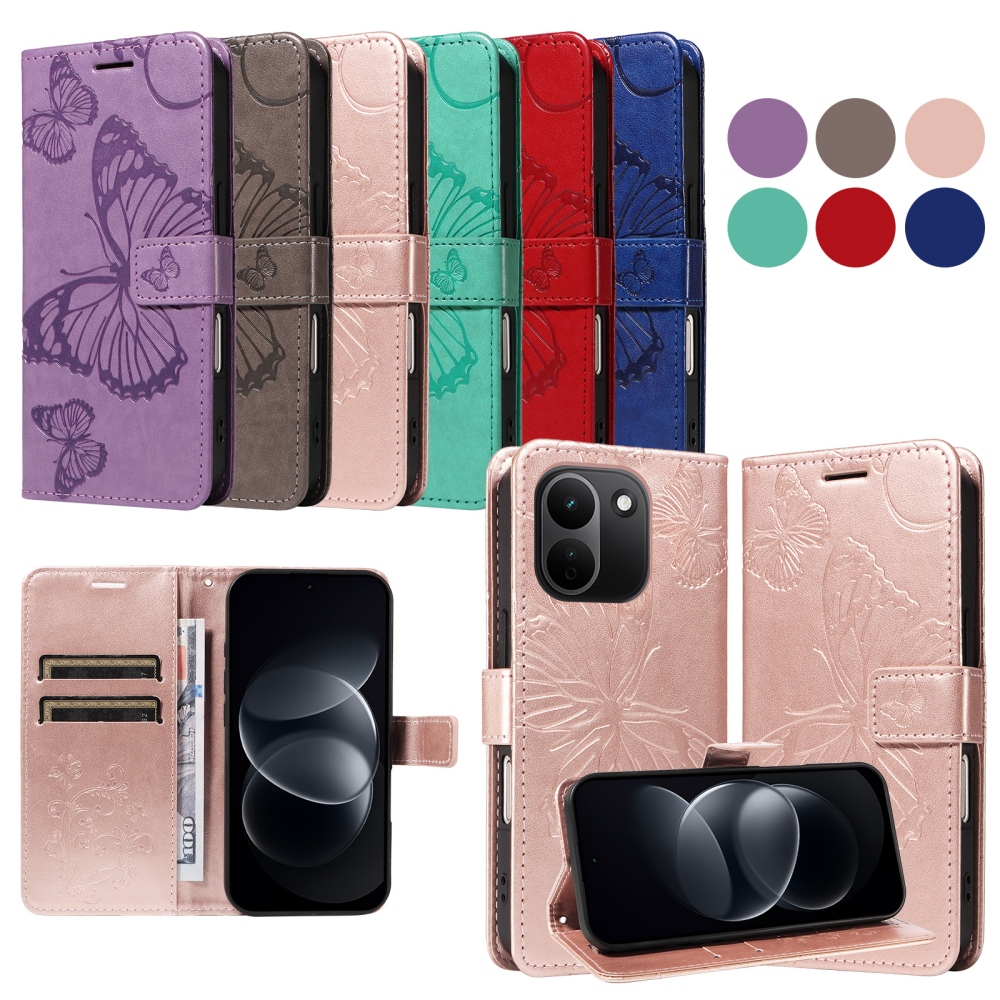 Big Butterfly knižkové púzdro na Xiaomi Redmi Note 17 Pro Max 5G - ružovozlaté