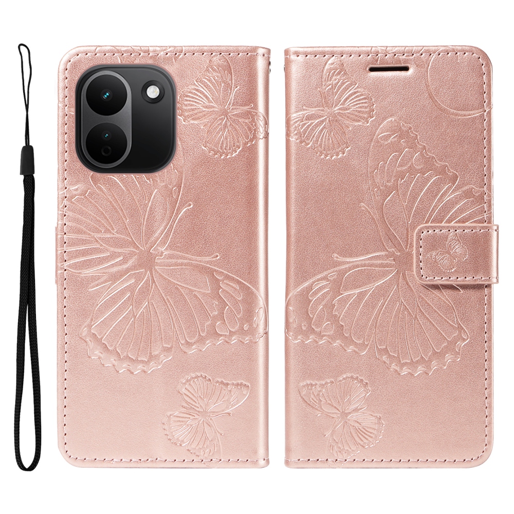 Big Butterfly knižkové púzdro na Xiaomi Redmi Note 17 Pro Max 5G - ružovozlaté