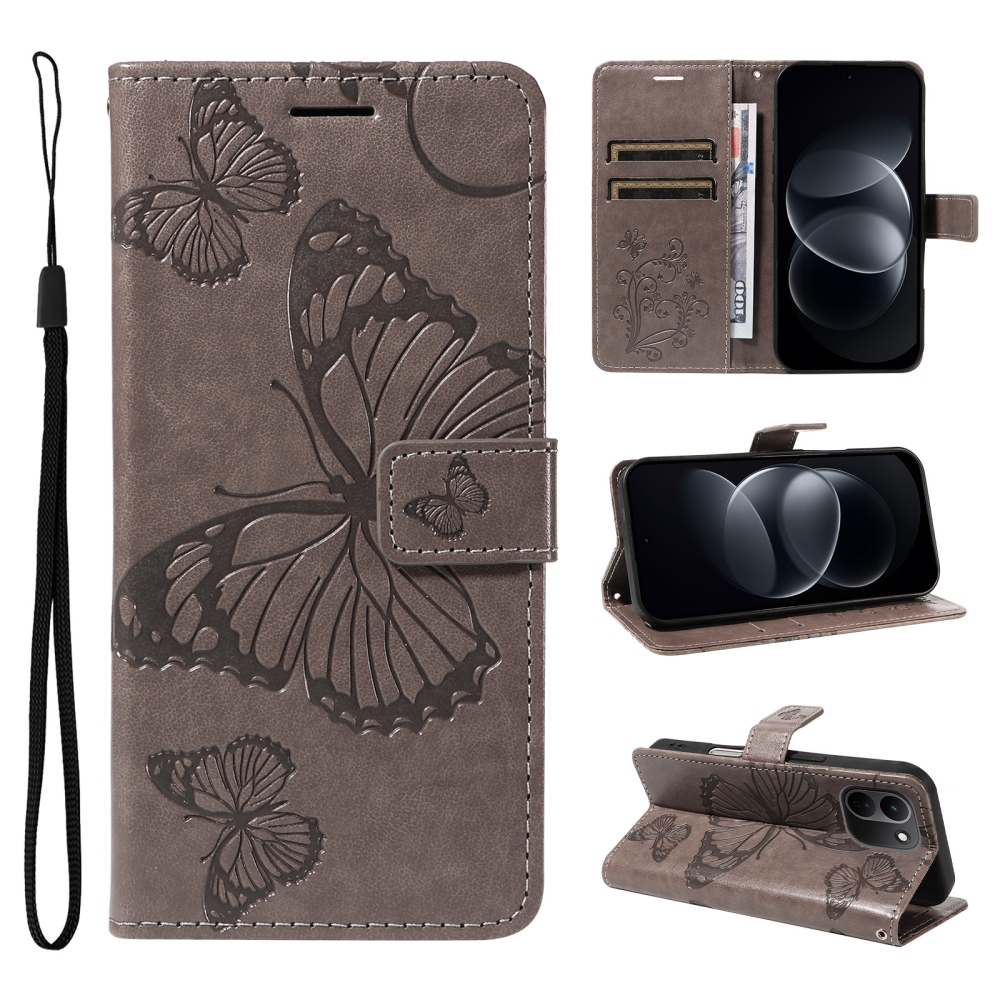 Big Butterfly knižkové púzdro na Xiaomi Redmi Note 17 Pro Max 5G - šedé