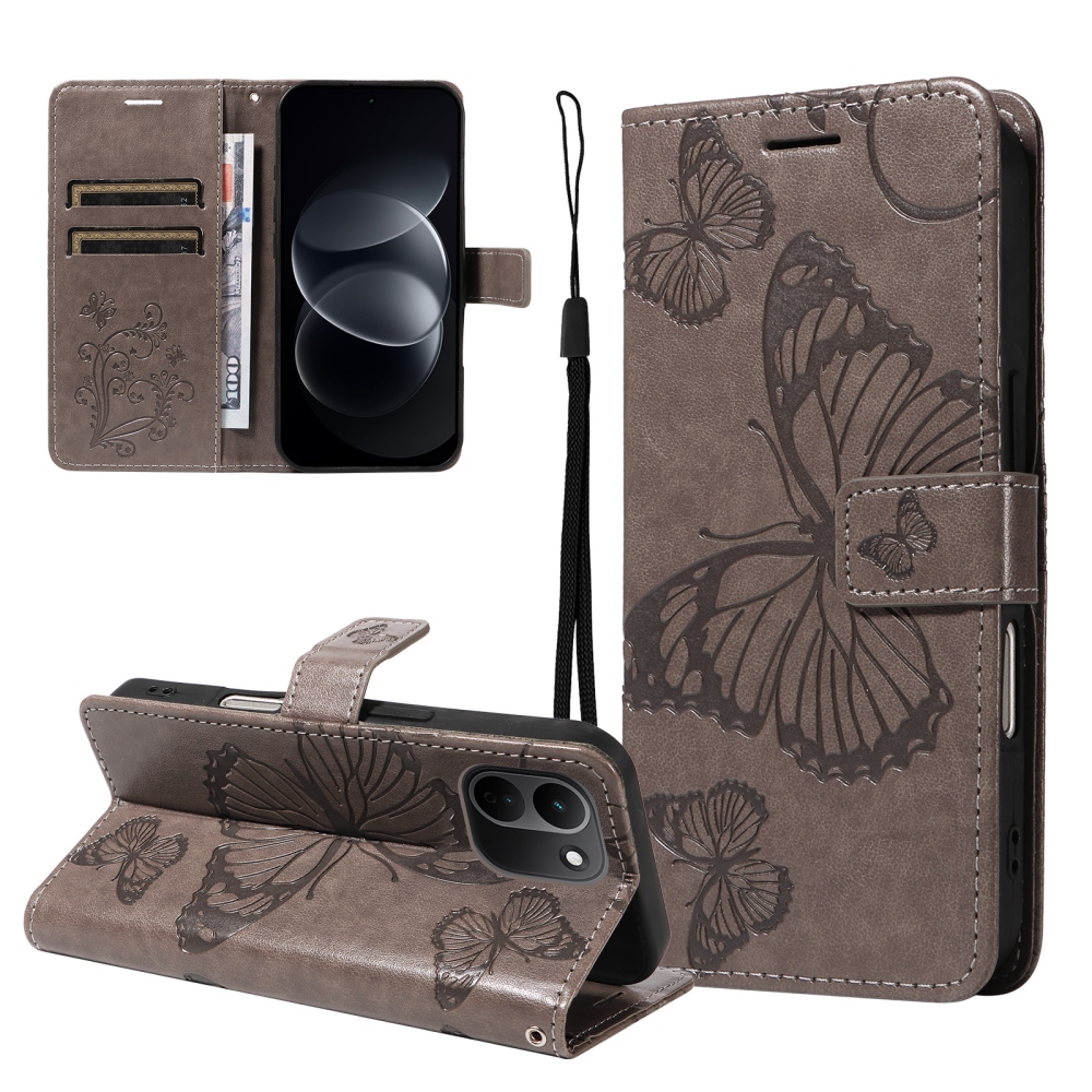 Big Butterfly knižkové púzdro na Xiaomi Redmi Note 17 Pro Max 5G - šedé