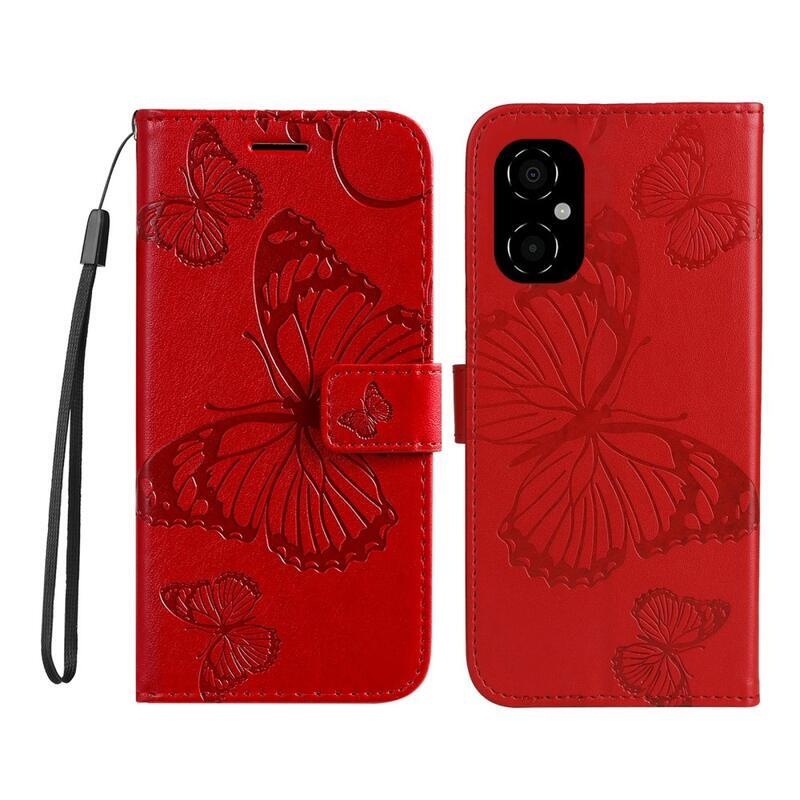 Butterfly peňaženkové púzdro pre mobil Xiaomi Poco M4 5G - červené