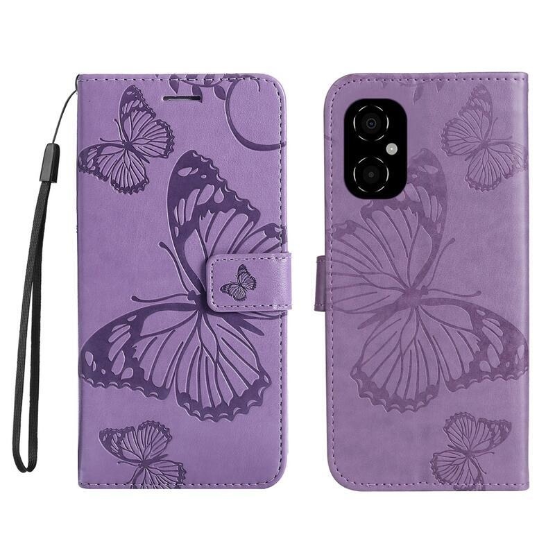 Butterfly peňaženkové púzdro pre mobil Xiaomi Poco M4 5G - fialové