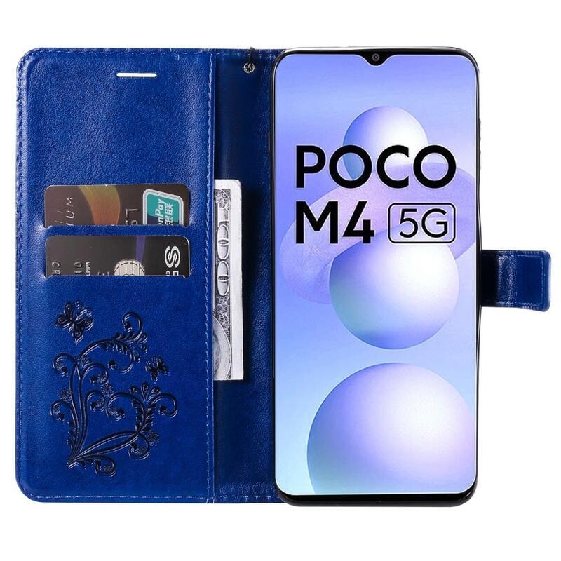 Butterfly peňaženkové púzdro pre mobil Xiaomi Poco M4 5G - modré