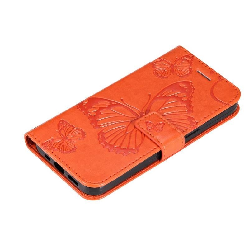 Butterfly peňaženkové púzdro pre mobil Xiaomi Poco M4 5G - oranžové