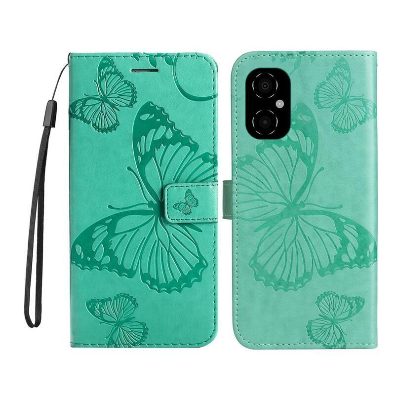 Butterfly peňaženkové púzdro pre mobil Xiaomi Poco M4 5G - zelené