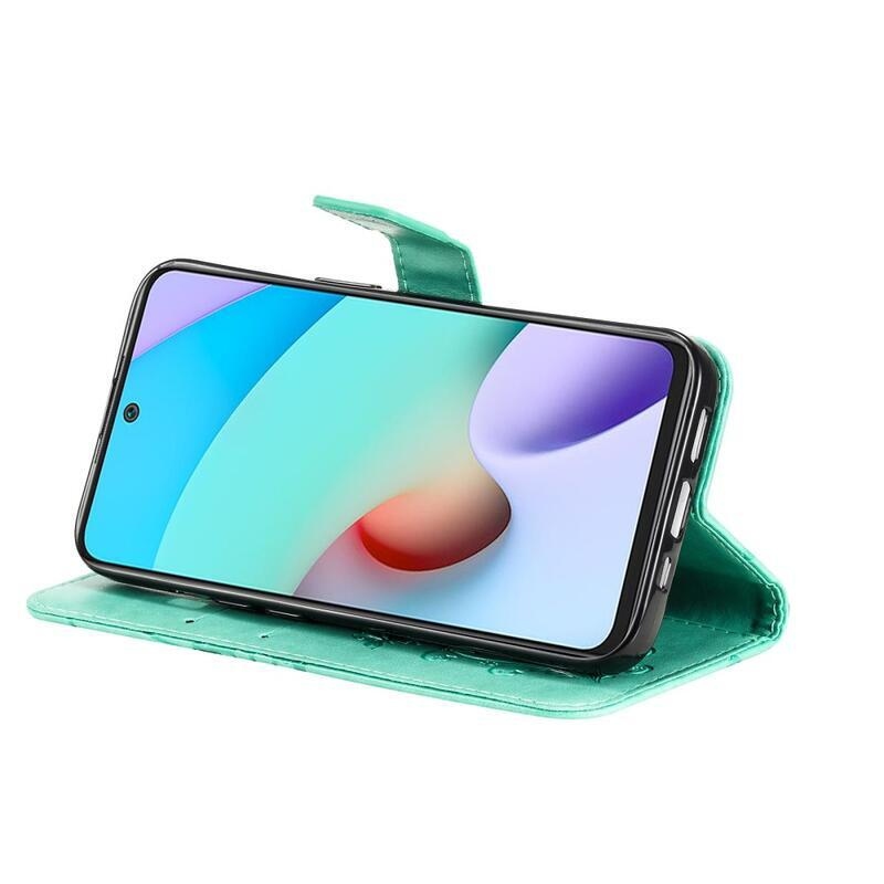 Butterfly PU kožené peněženkové puzdro na mobil Xiaomi Redmi 10/Redmi 10 (2022) - zelené