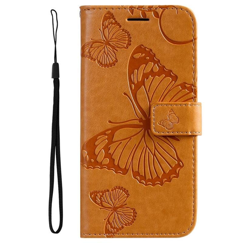 Butterfly PU kožené peněženkové puzdro pre mobilný telefón Xiaomi 11T / 11T Pro - žlté