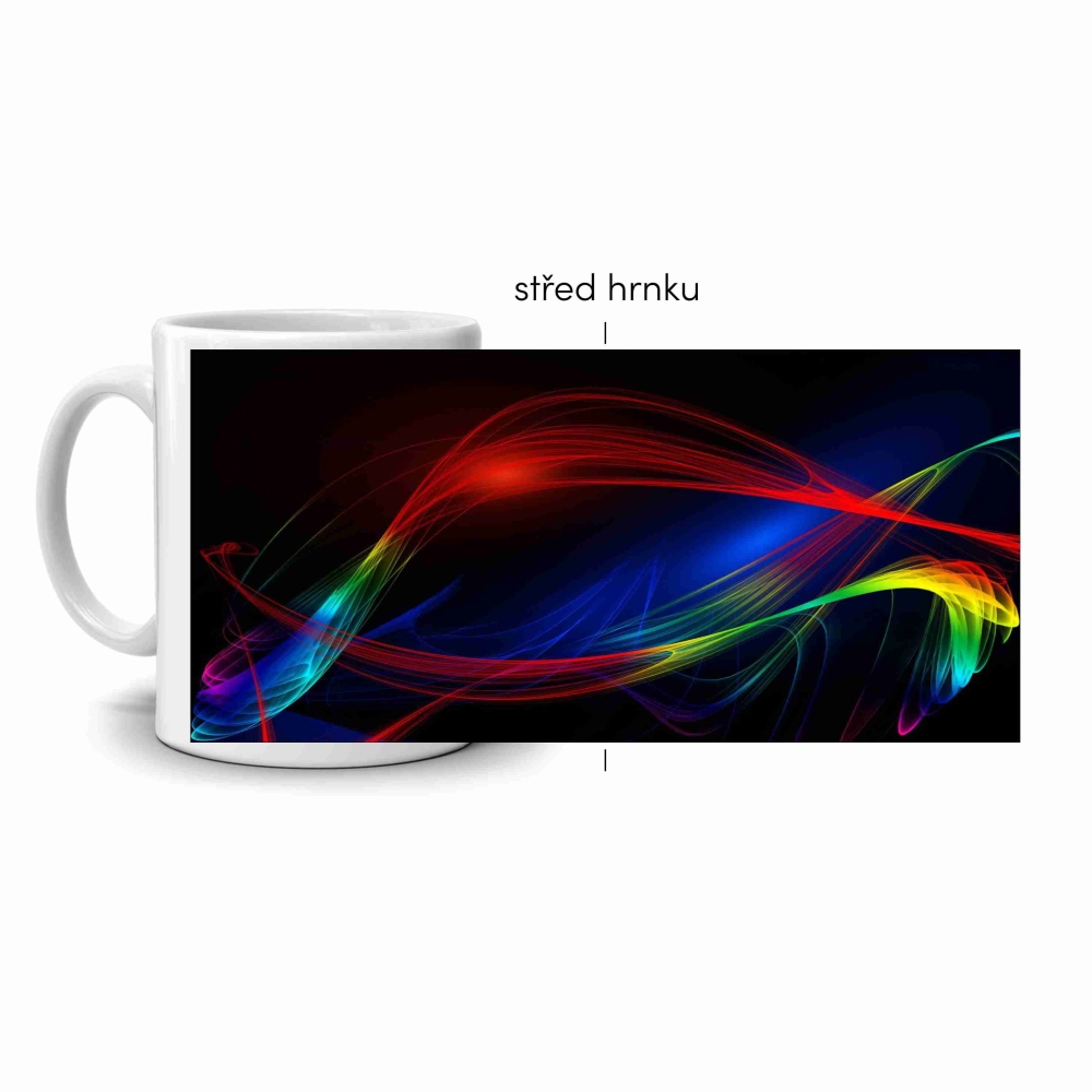 Biely keramický hrnček 330ml s obrázkom - abstraktný motív 1