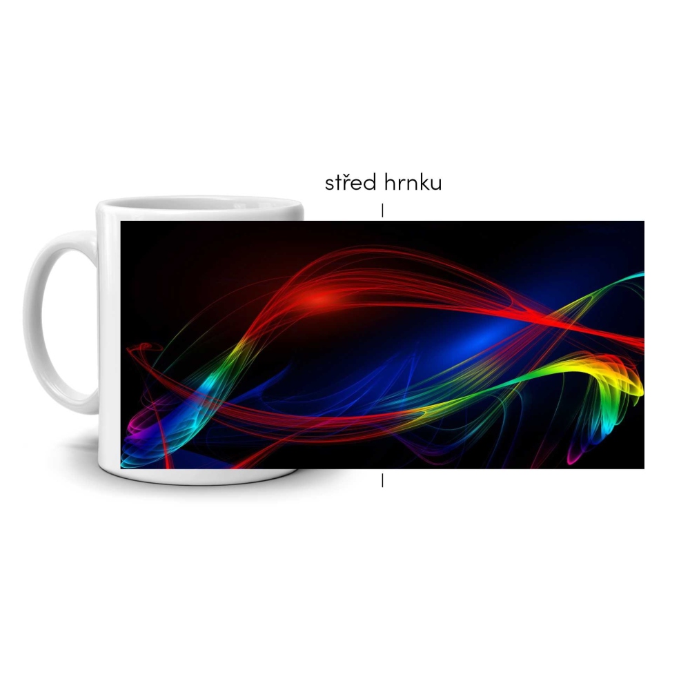 Biely keramický hrnček 330ml s obrázkom - abstraktný motív 1