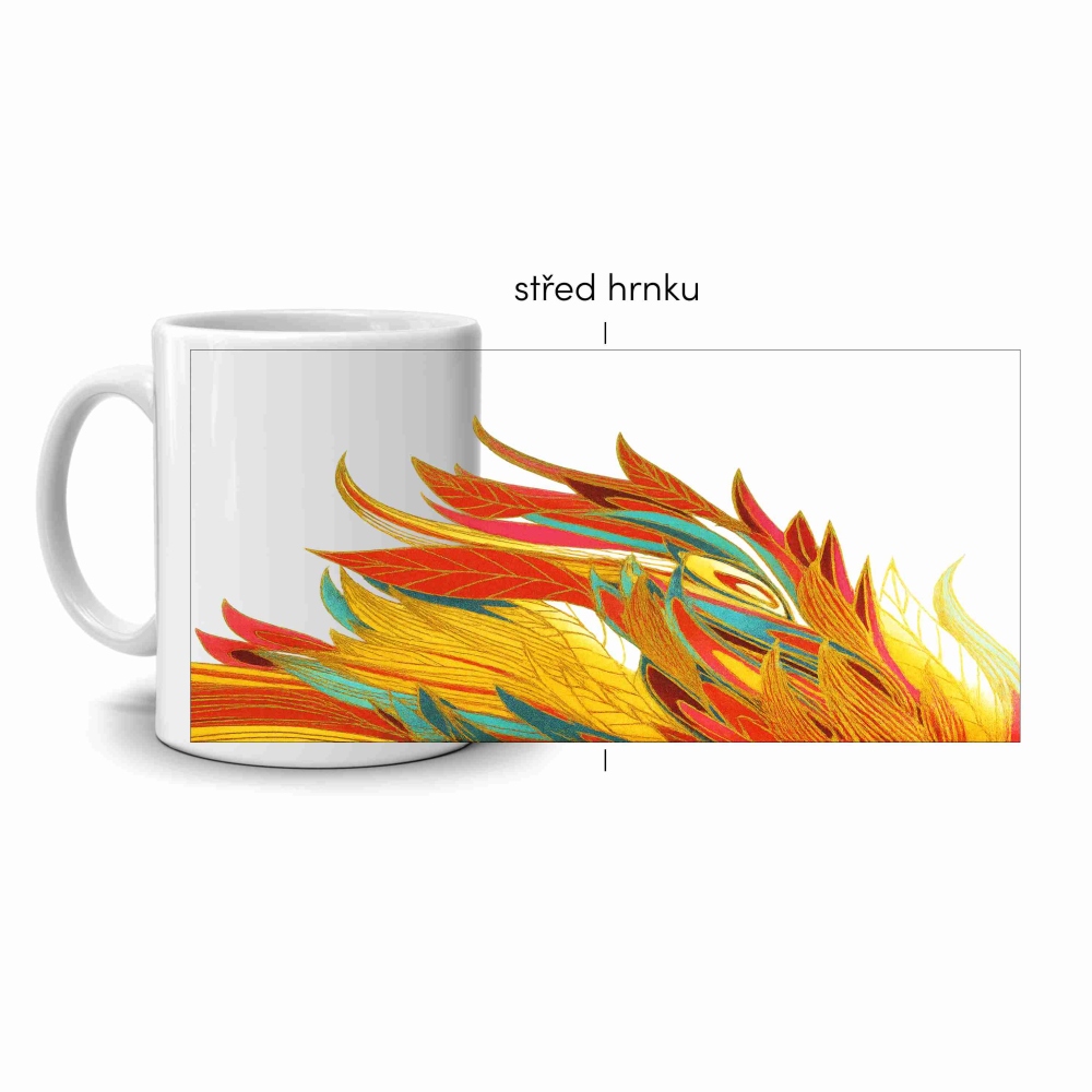 Biely keramický hrnček 330ml s obrázkom - abstraktný motív 2