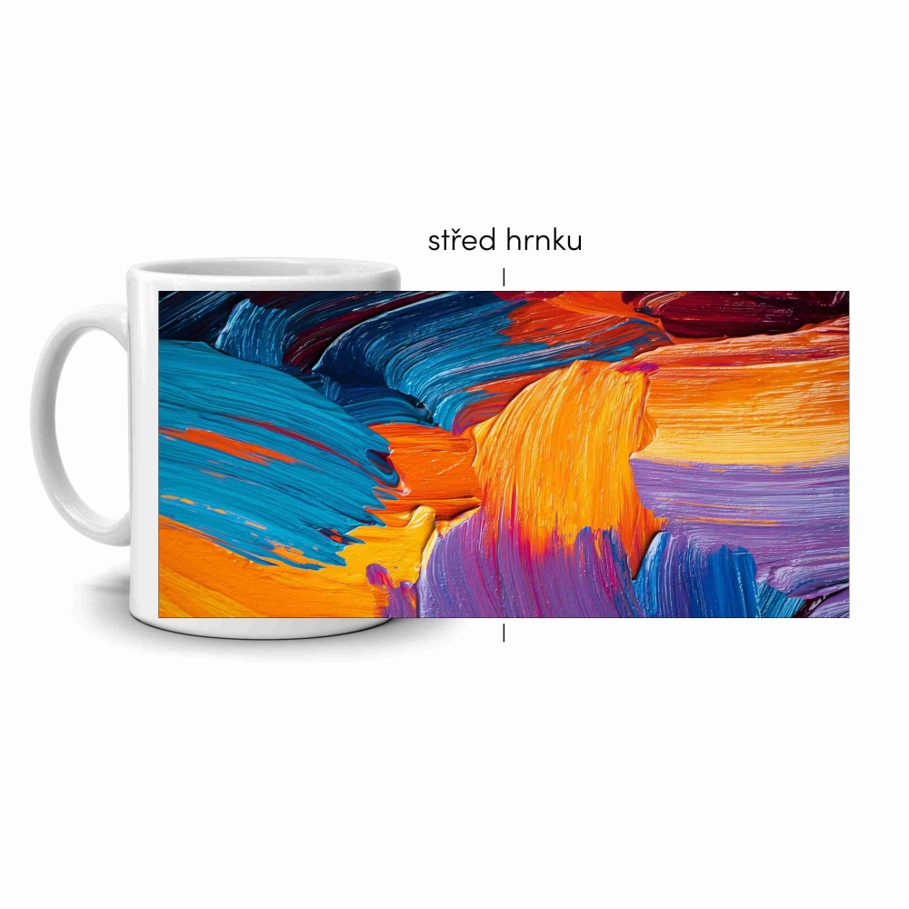 Biely keramický hrnček 330ml s obrázkom - abstraktný motív 4