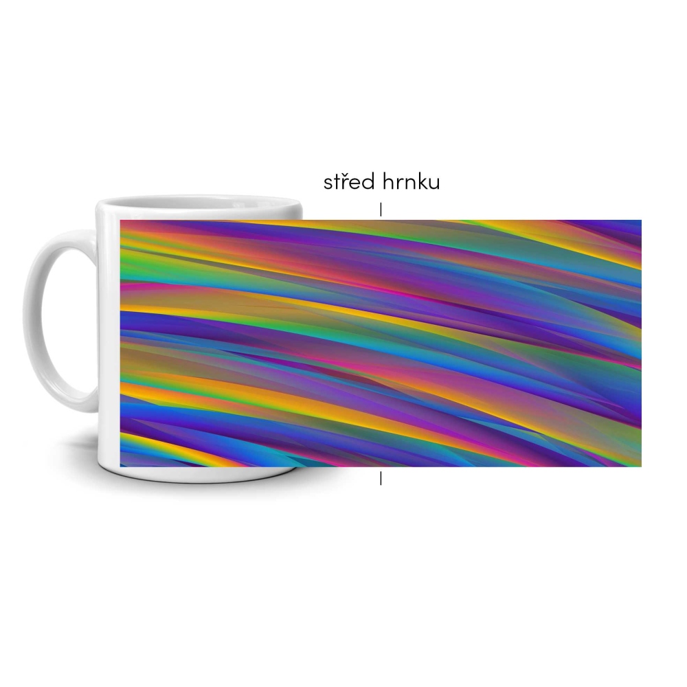 Biely keramický hrnček 330ml s obrázkom - abstraktný motív 5