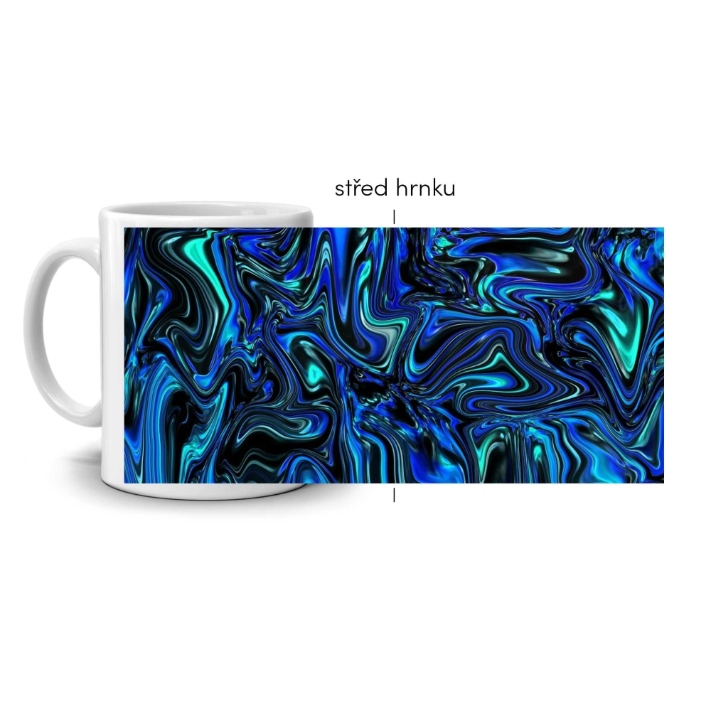 Biely keramický hrnček 330ml s obrázkom - abstraktný motív 7