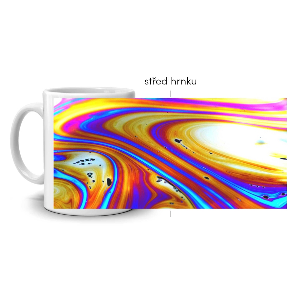 Biely keramický hrnček 330ml s obrázkom - abstraktný motív 8