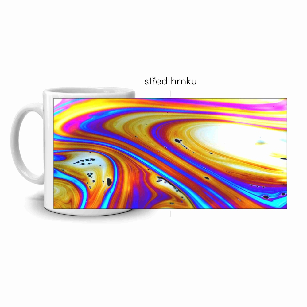 Biely keramický hrnček 330ml s obrázkom - abstraktný motív 8