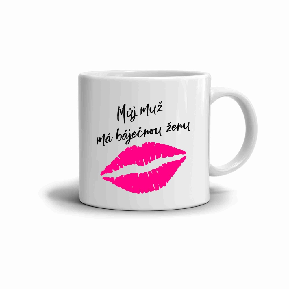 Biely keramický hrnček 330ml s obrázkom - báječná žena