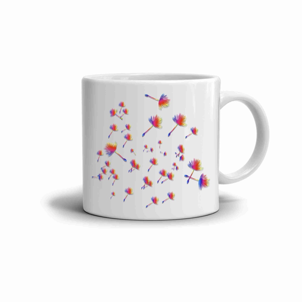 Biely keramický hrnček 330ml s obrázkom - farebné semienka