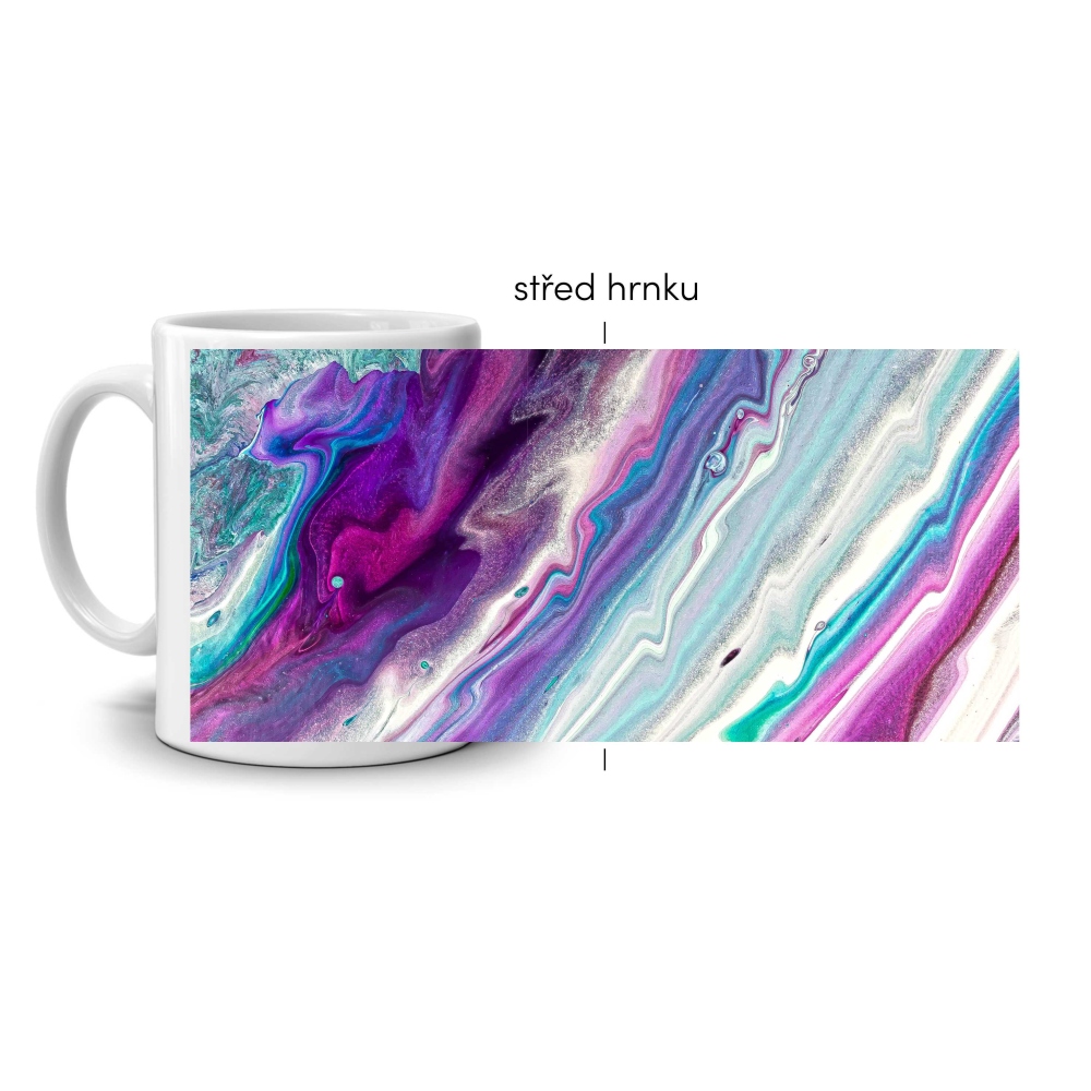 Biely keramický hrnček 330ml s obrázkom - farebná vlna