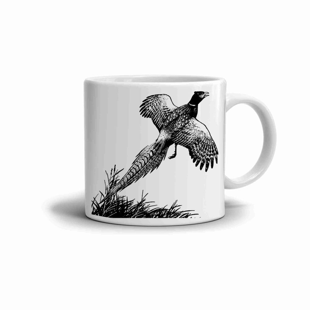 Biely keramický hrnček 330ml s obrázkom - bažant